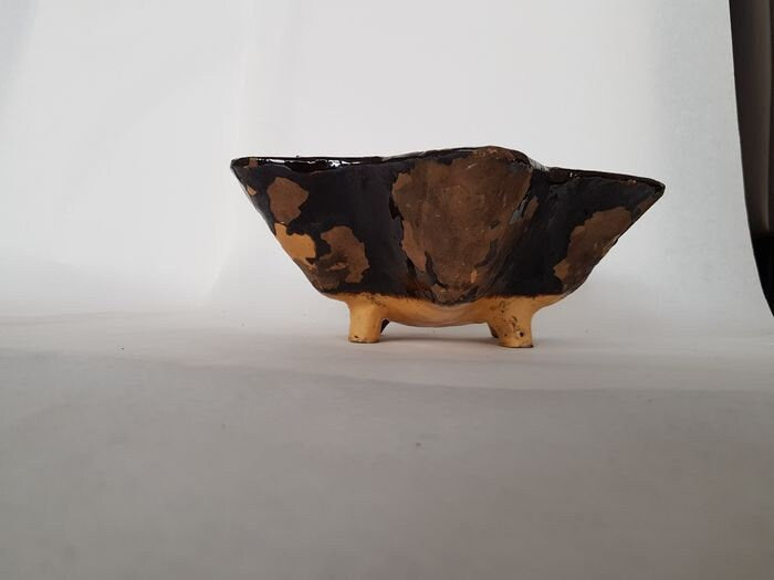 Antique Slibaardewerk Pottery Basket, 18th Century European Dish (30x30x7 cm)