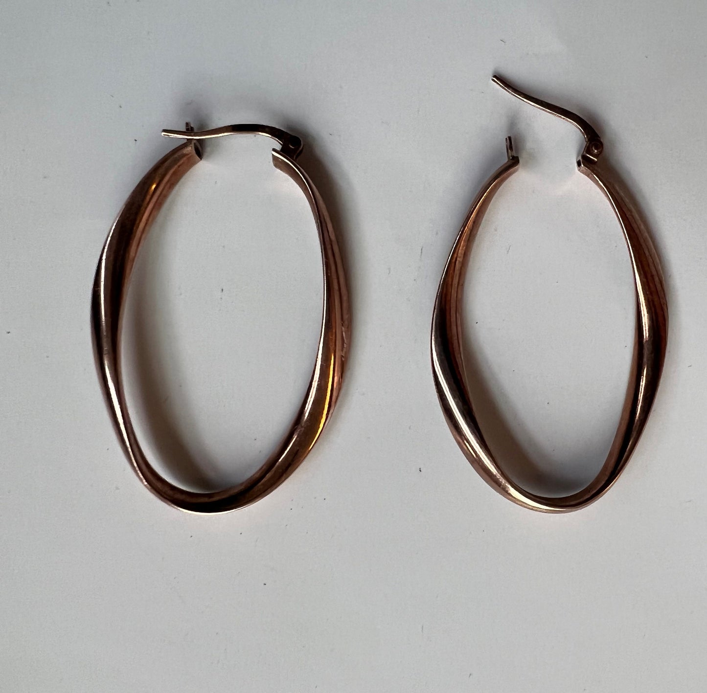 Minimalist Steel Jewelry Set: Rose Gold Earrings, Silver Necklace