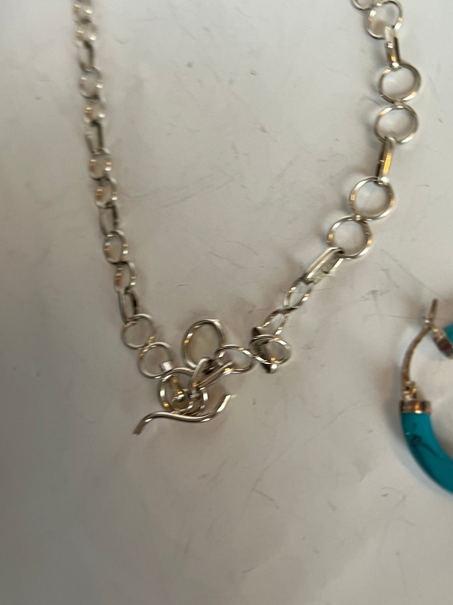 Turquoise Jewelry Set: Sterling Silver Necklace & Earrings, Boho Beach