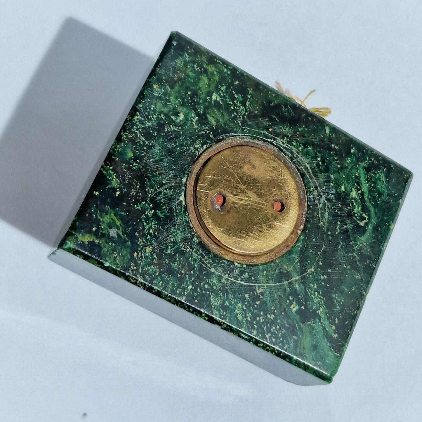Antique Italian Art Nouveau Malachite Butler Bell, Noble Family Push Button