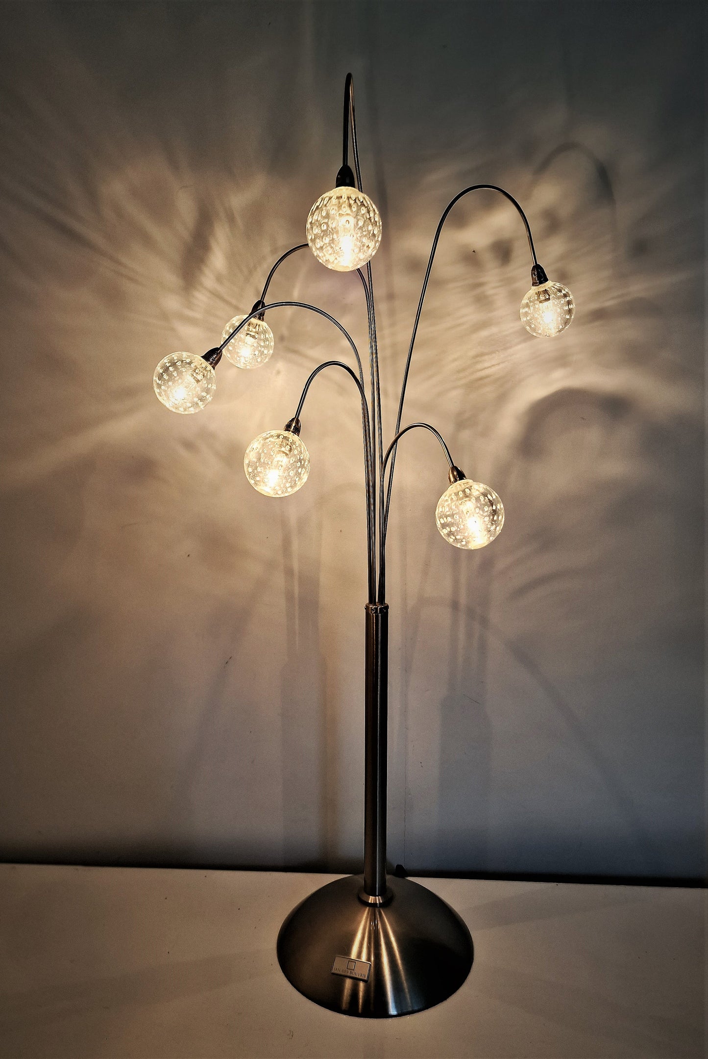Nederlandse designer, vintage design Spijkerbollen lamp, tablelamp van Jan des Bouvrie