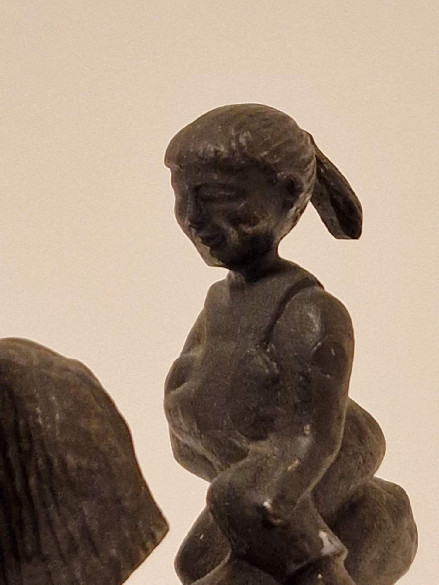 Dutch Design Bronze Clown Figurine with Girl