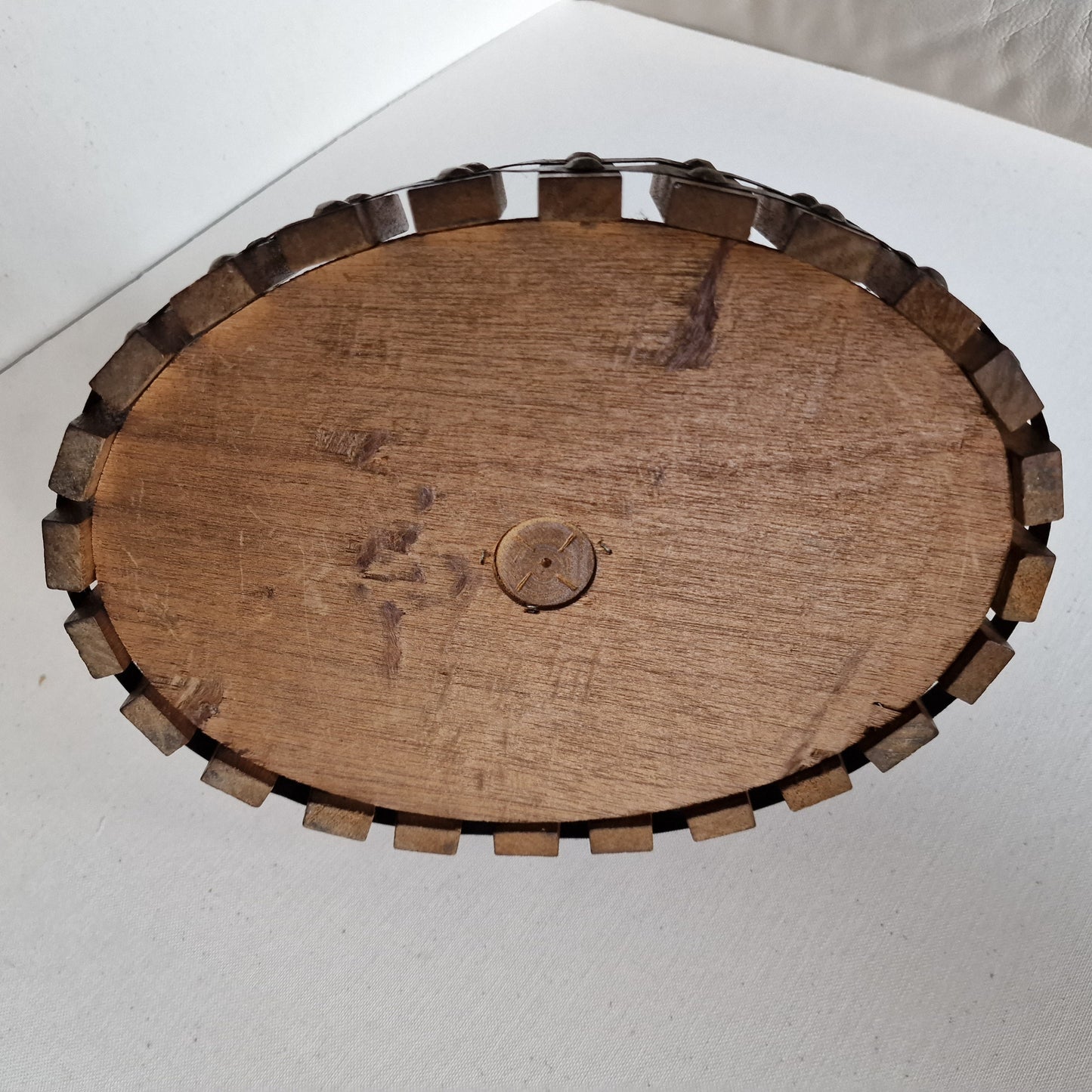 art deco NUTCRACKER SQUIRL in basket, wood, 1930's Holland