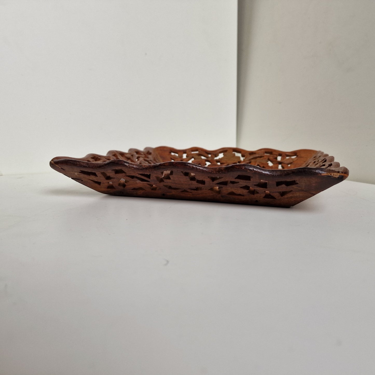 INTARSIA African serving tray hand carved old Wooden inlaid, square Handmade Marquetry Mosaic Tray, Decorative Serving Trays Luxury basket