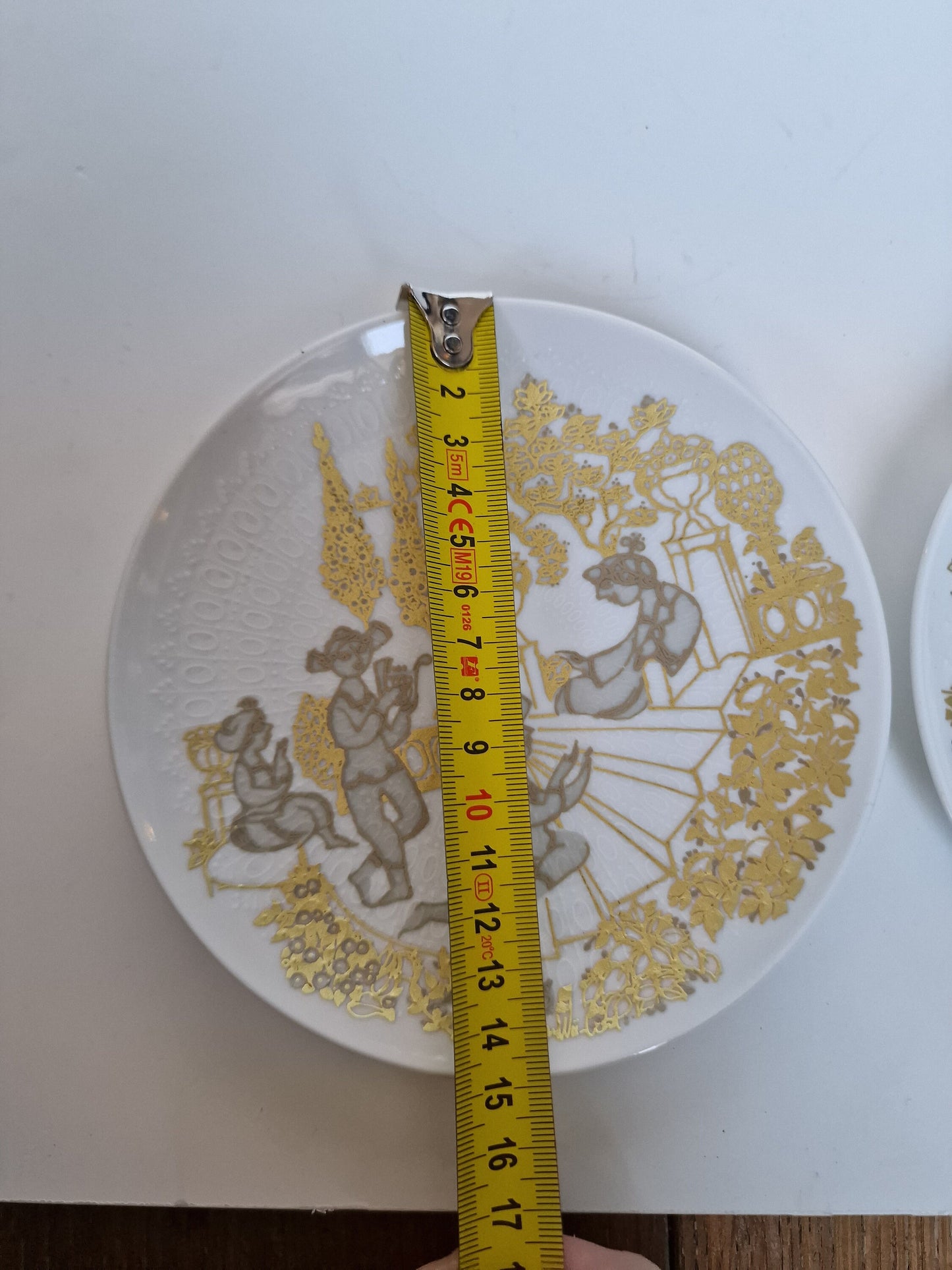 Vintage Bjorn Wiinblad Rosenthal Gold Plated Porcelain Wall Plates (Set of 2)