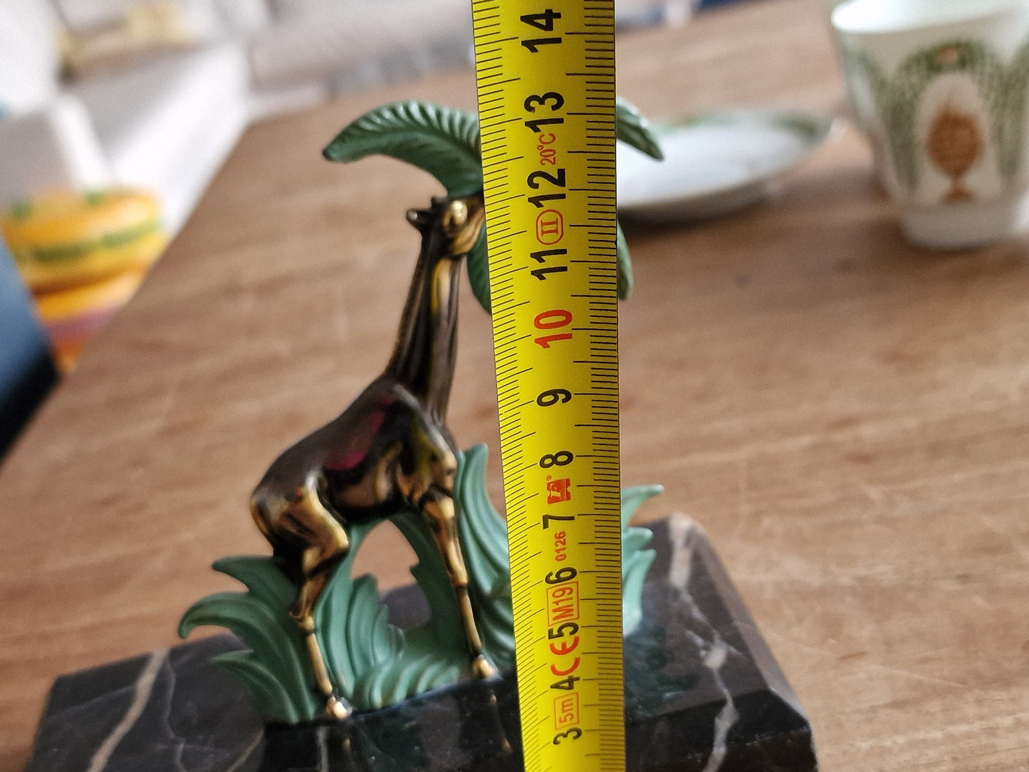 Art Deco Bronze Giraffe Bookend, Cold Painted Austrian Marble Figure