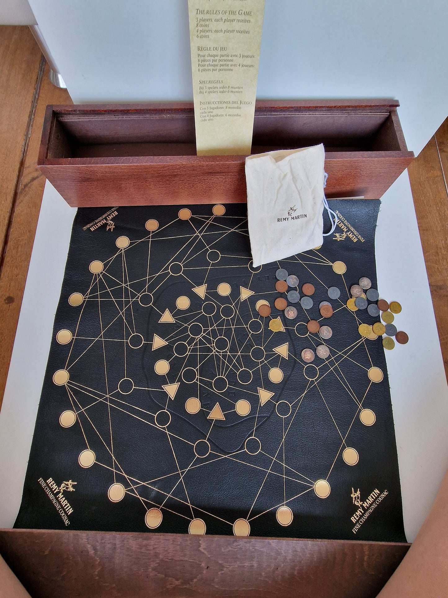 Remy Martin Board Game, Vintage Collector's Edition with Coins, Wood Box