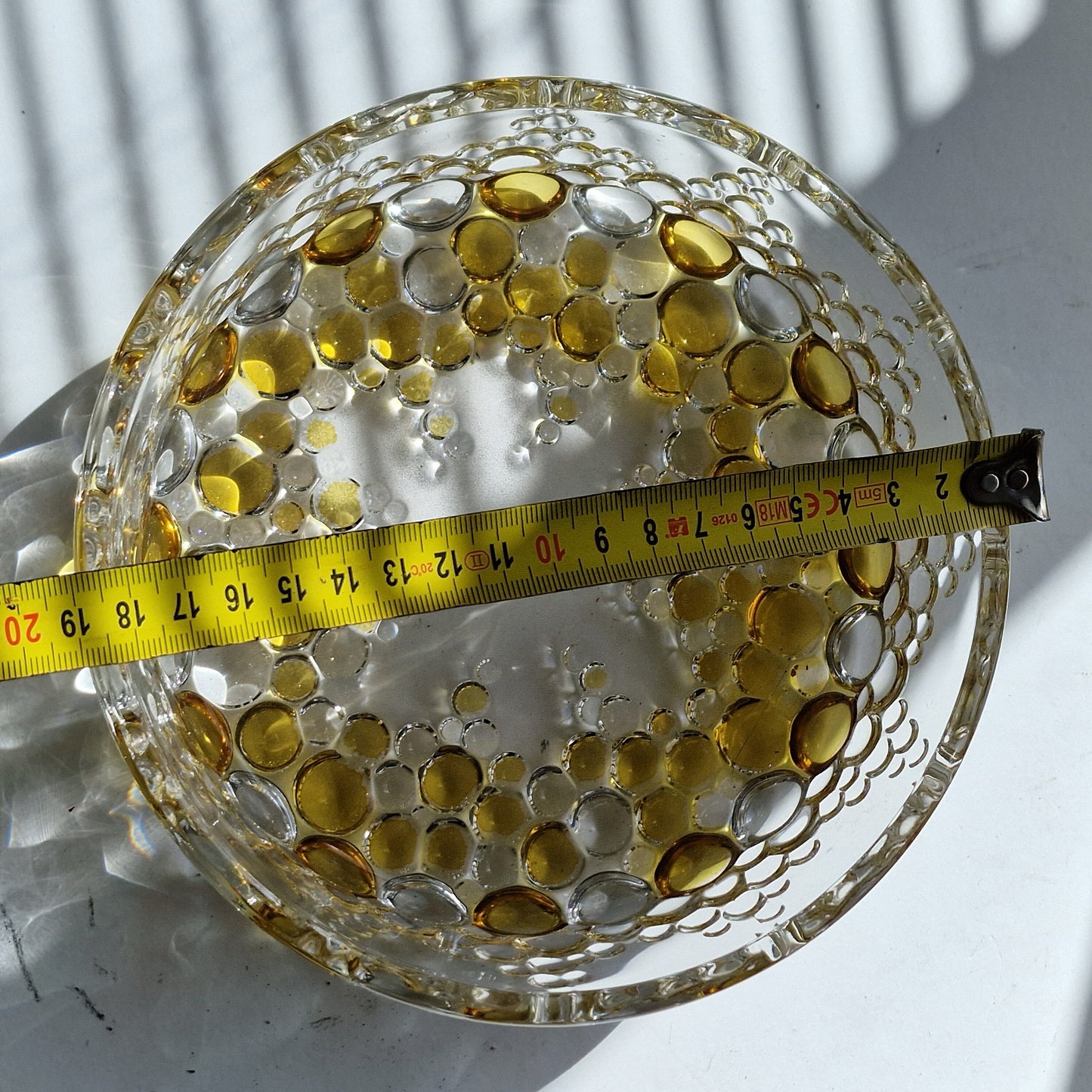 Glashütte Limburg Crystal Glass Bowl, Yellow Bubble Design, Retro 60s