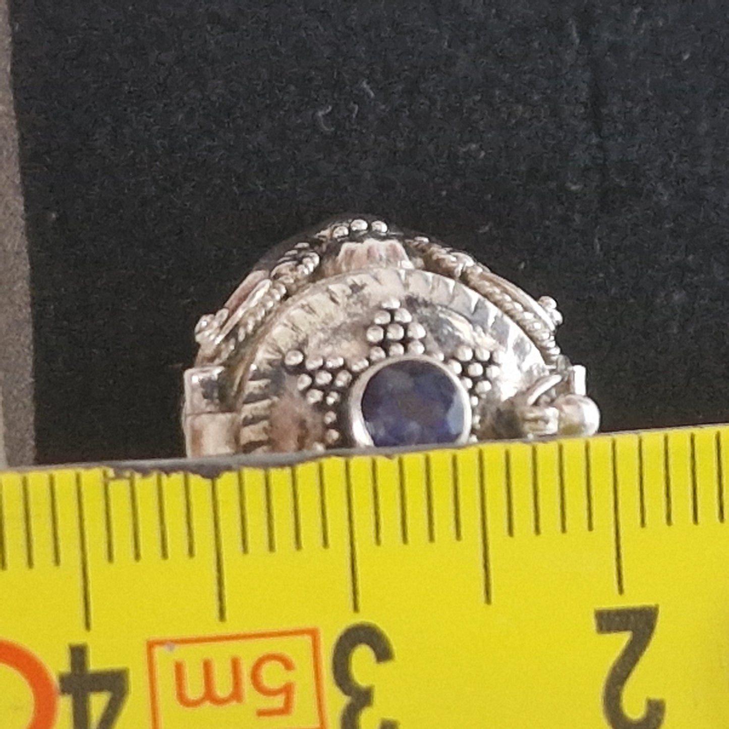 Sterling Silver Amethyst Signet Ring with Secret Compartment (Size 18.5)