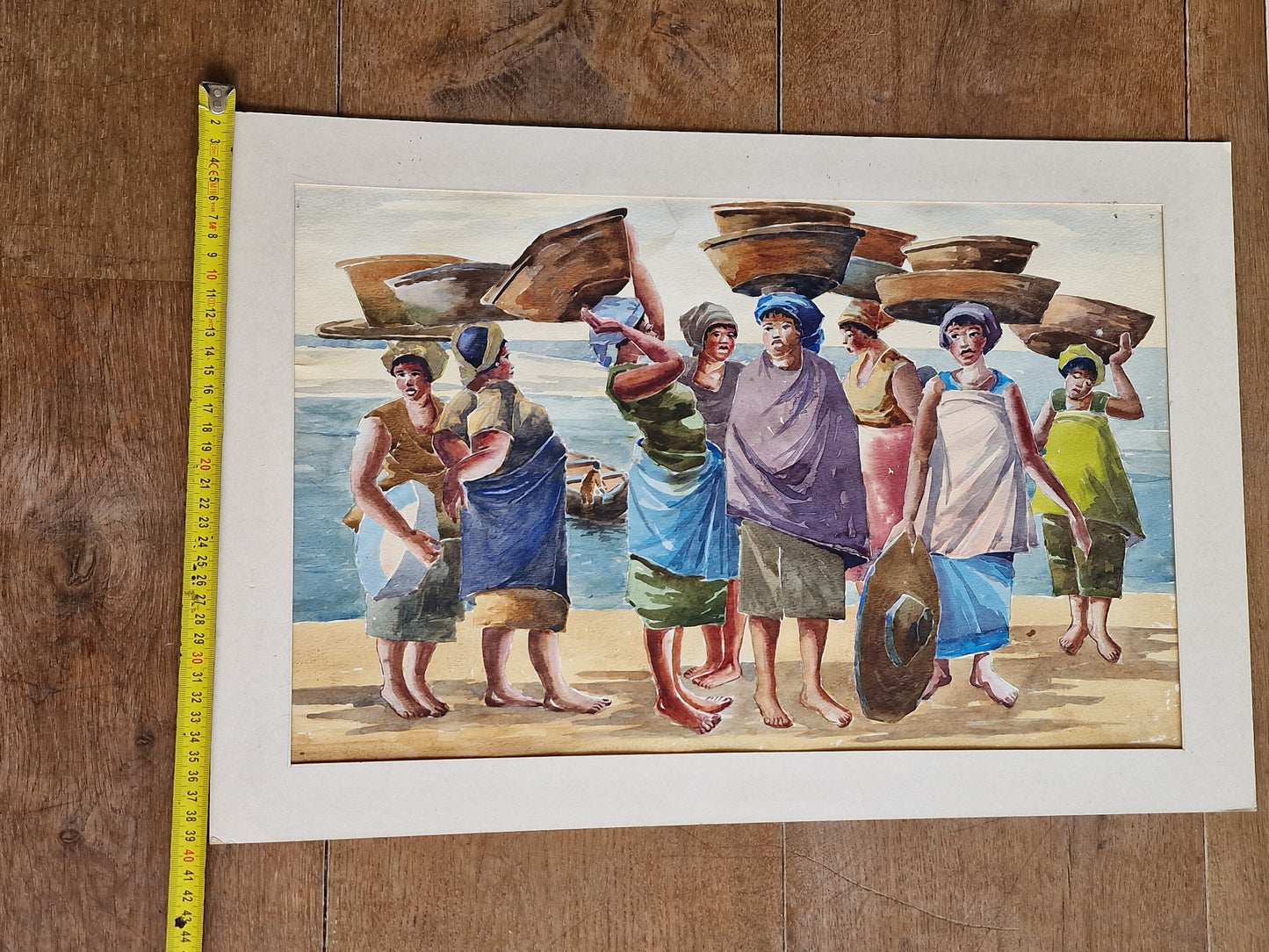 Philip Morland Amonoo, Dancing Maids Watercolor, 1981