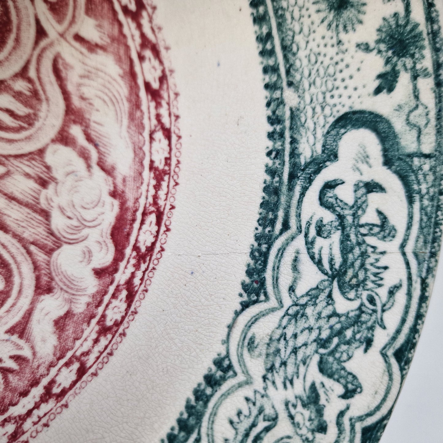 Antique Scottish Transferware Plate, Dragon Chinoiserie Dish, 1890