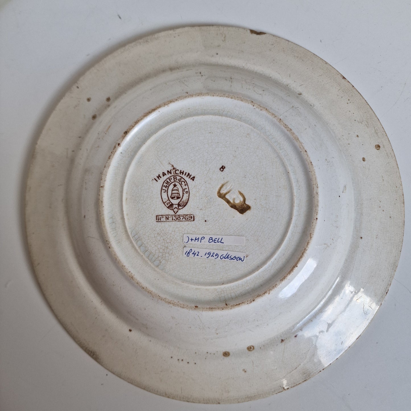 Antique Scottish Chinoiserie Plate, J & MP Bell Transferware, 1890