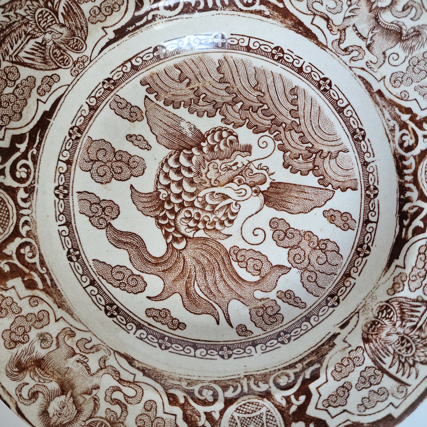 Antique Scottish Transferware Plate, J & MP Bell IKAN China, 1890