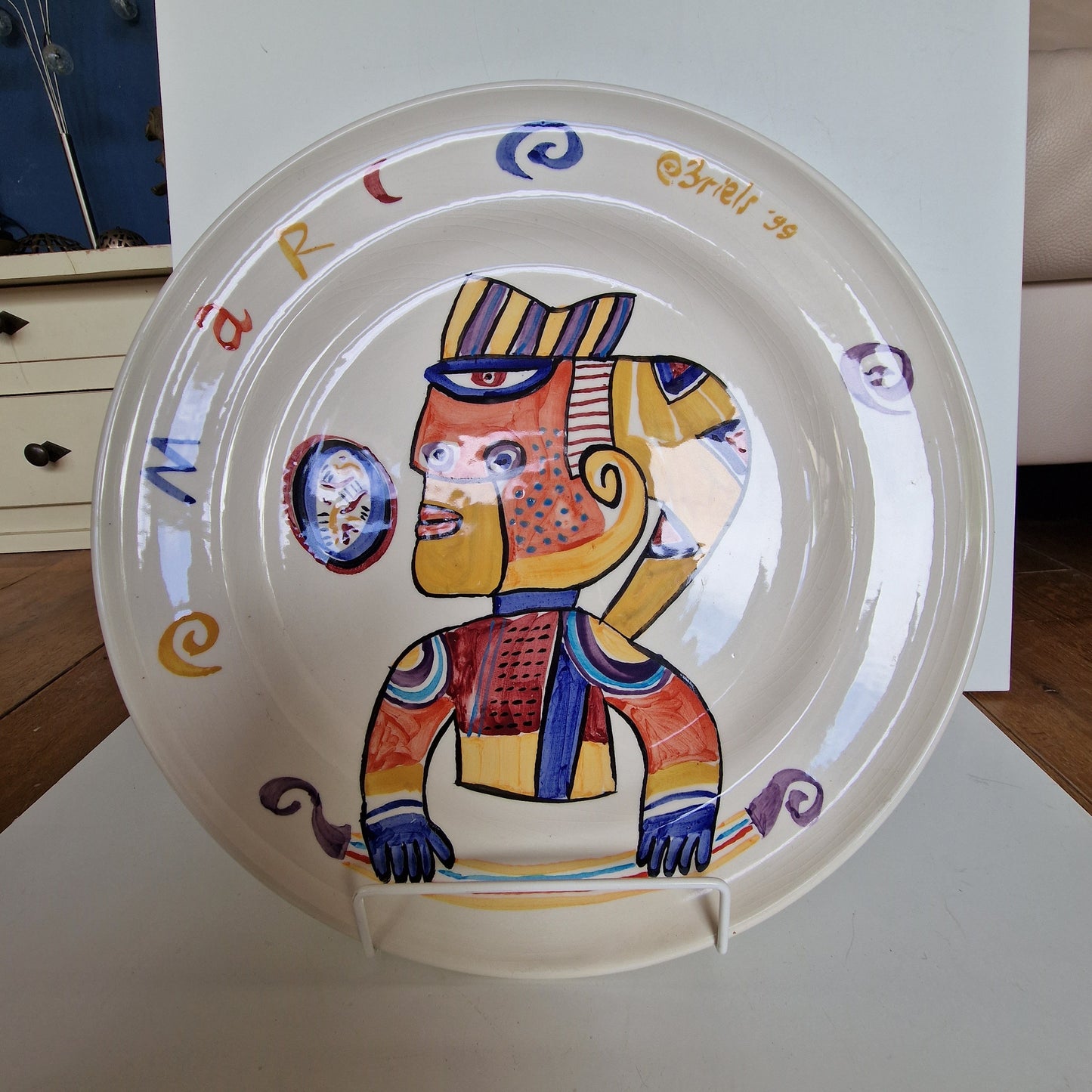 Clemens Briels XXL plate platter art handbeschilderd RARE authentic original