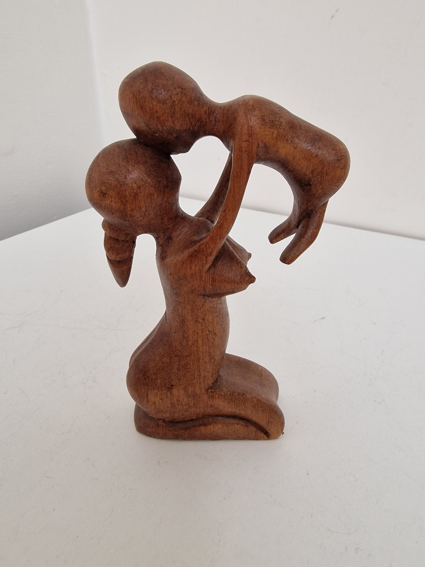 African Wood Mother and Child Sculpture, Rustic Home Decor