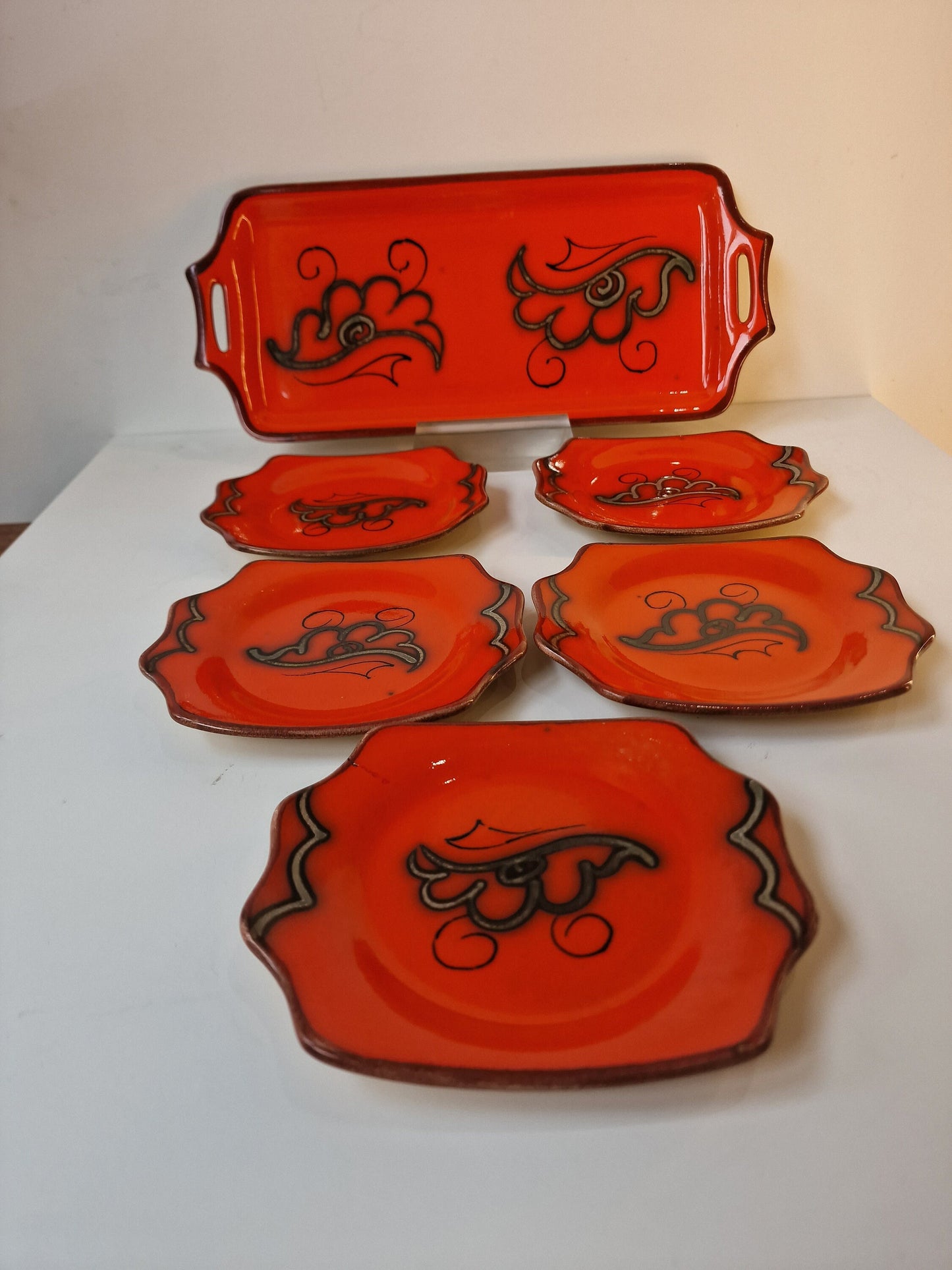 Vintage Tokio Flora Gouda Pottery Set, Hand-Painted Dutch Plateel
