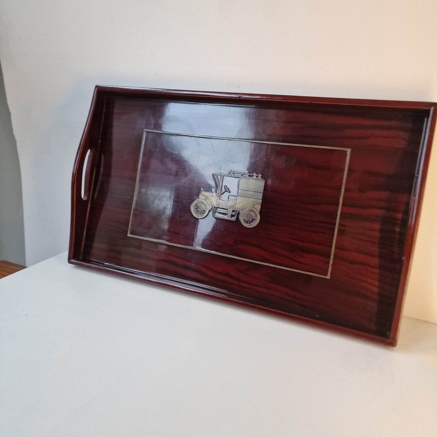 Vintage Lancel Paris Lacquered Wood Tray, MCM Centerpiece