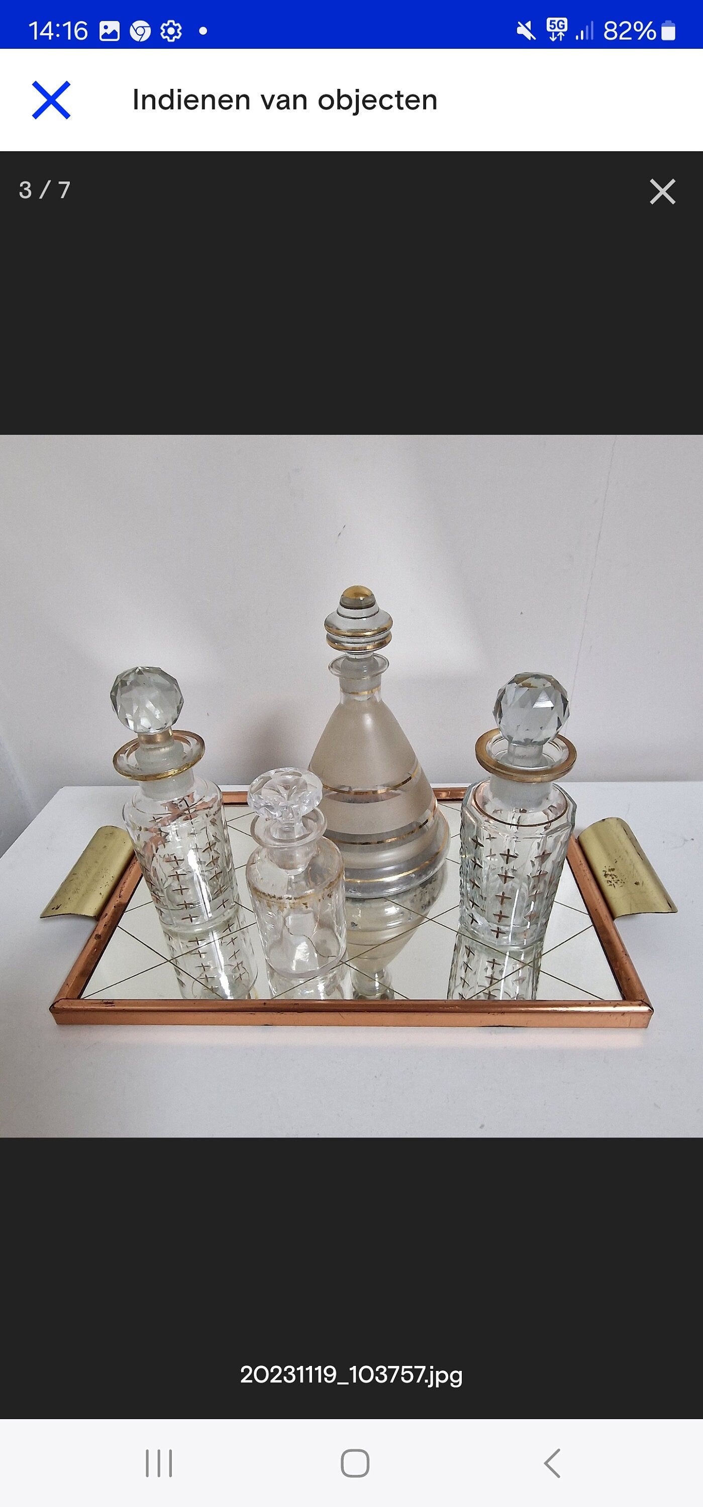 Antique French Vanity Set, Crystal Perfume Bottles, Tea Caddy