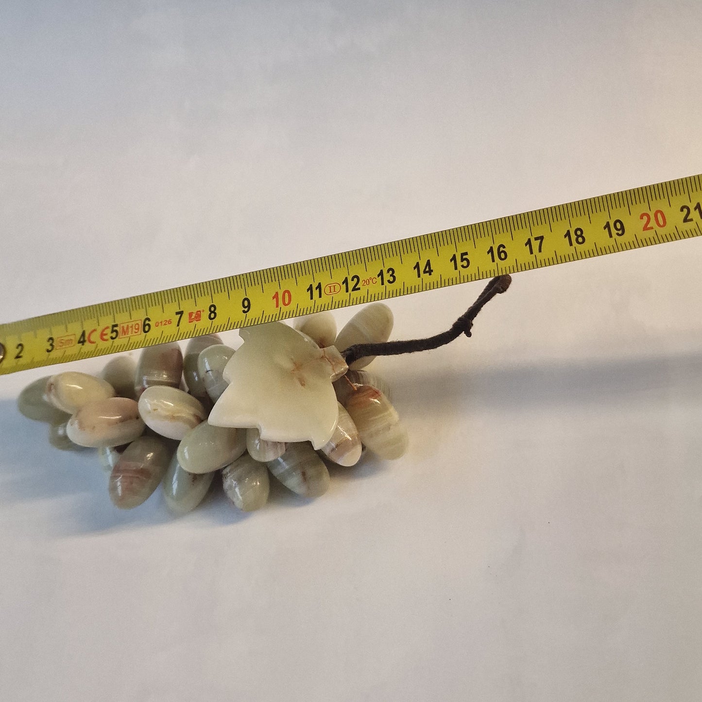 Antique Chinese Carved Hardstone Grape Cluster, Green Leaves