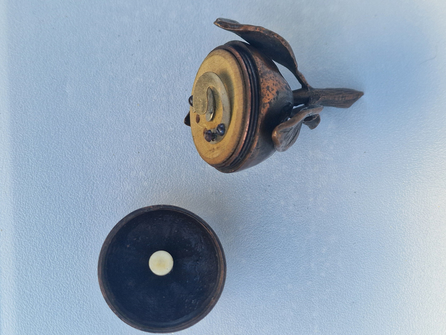 Antique Bronze Art Nouveau Butler Bell with Push Button