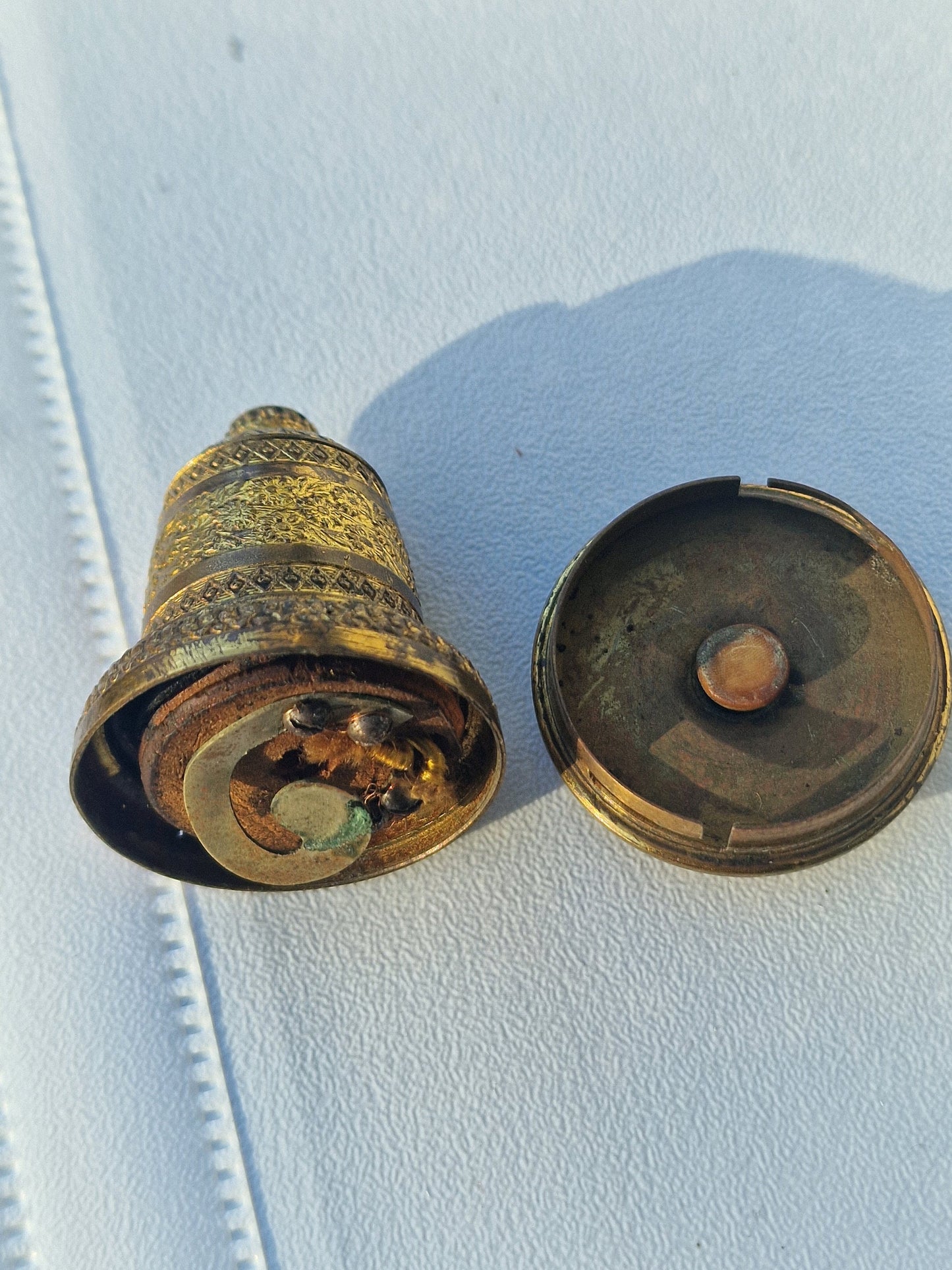 Antique Brass Art Nouveau Butler Bell with Push Button