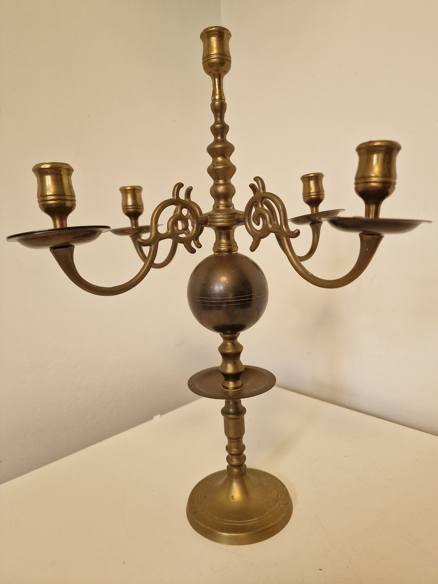 French Baroque Copper Candelabra, Antique King Table Candle Holder (45cm)