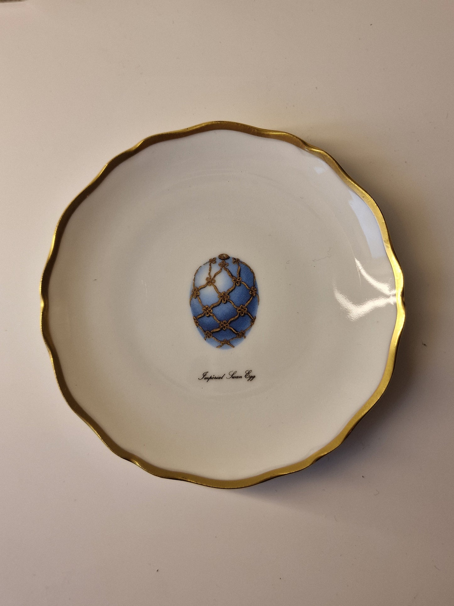 Porcelain Gilt Faberge Imperial Egg Dish, Limoges Jewelry Bowl