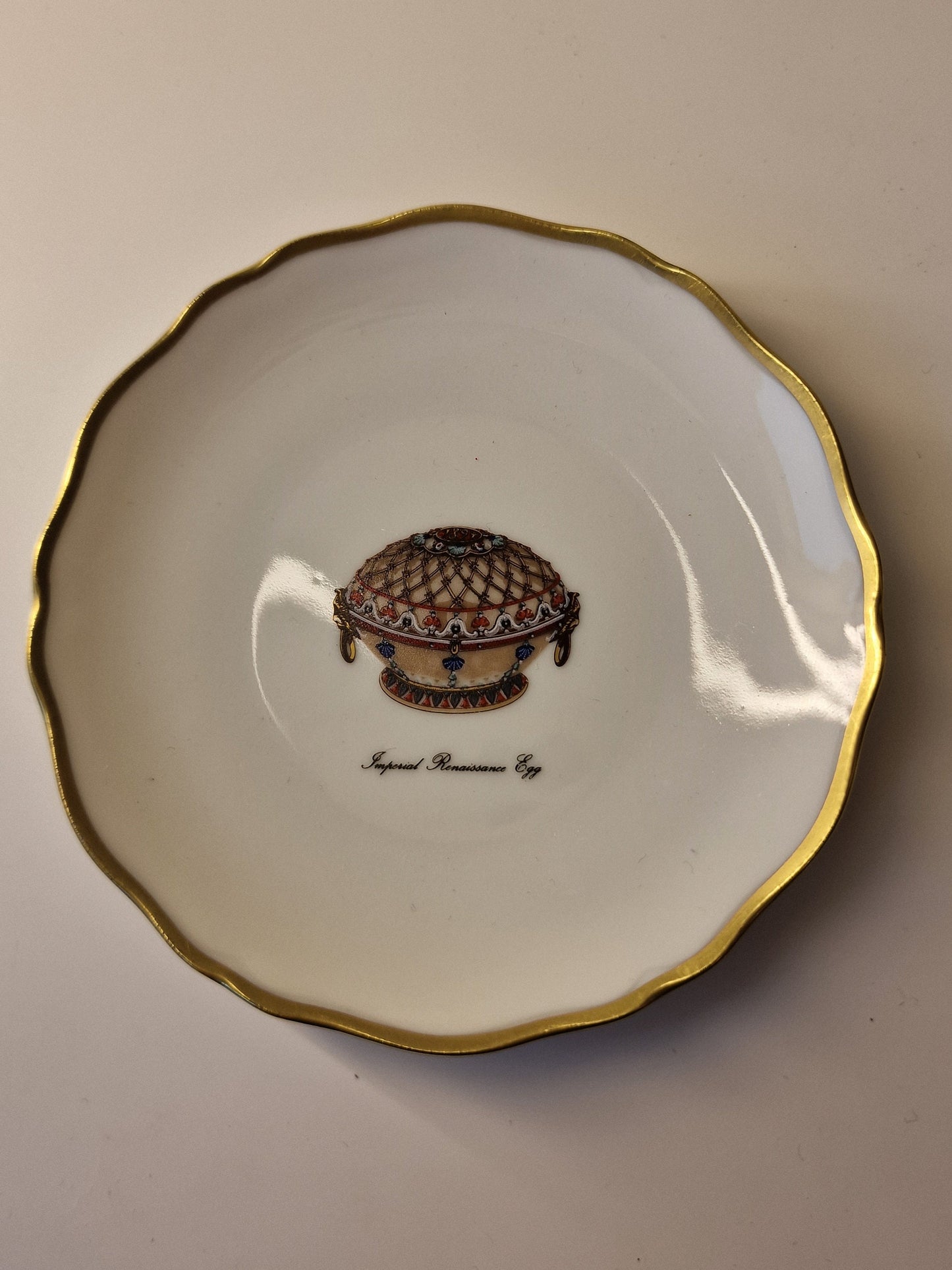 Porcelain Faberge Egg Jewelry Dish, Gilt Limoges, Marked