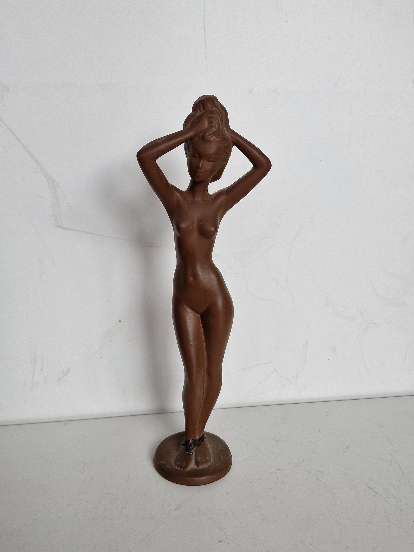 Vintage design sculpture - tretchikoff style - Brown nude typical 60s lady figure, exotic lady