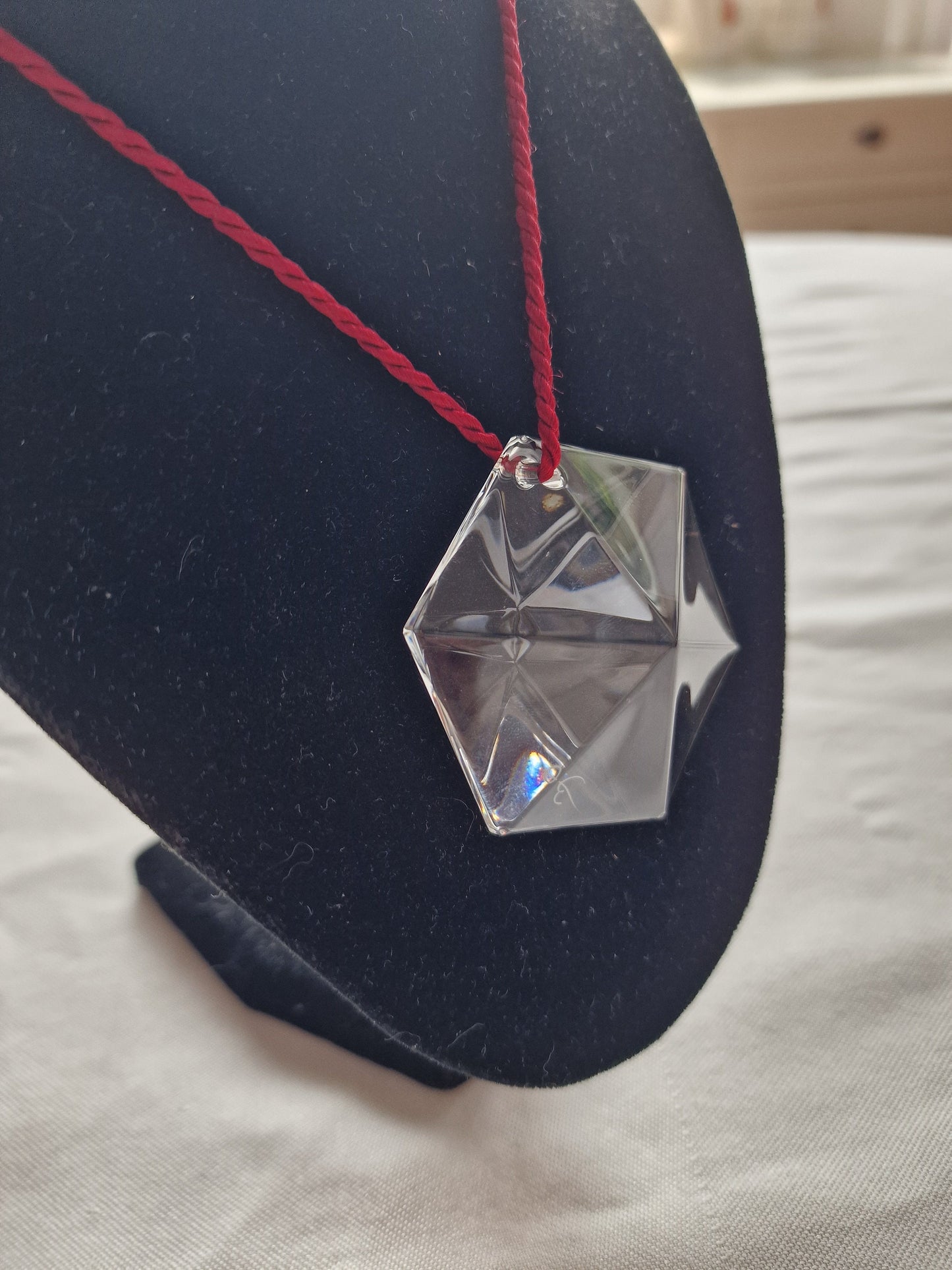 Vintage Baccarat Crystal Pendant Necklace, Signed Designer Ornament