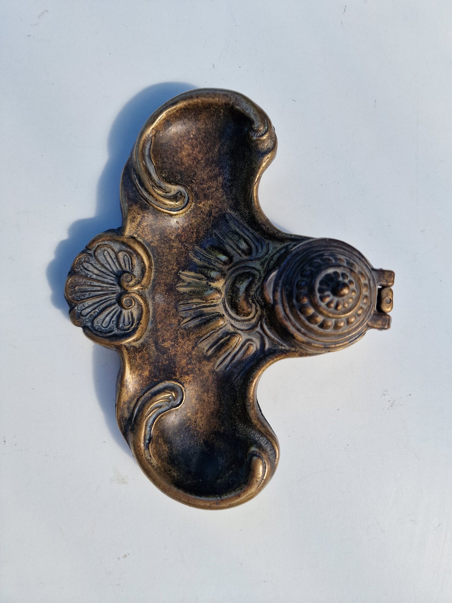 Bronze Art Nouveau Inkwell, 1920s Chic Desk Ornament