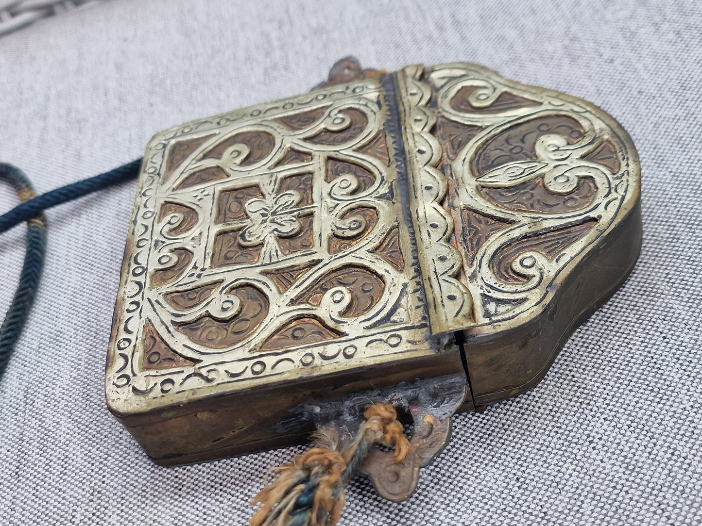 Moroccan Koran Storage Box, Silver on Copper, Islamic Decor