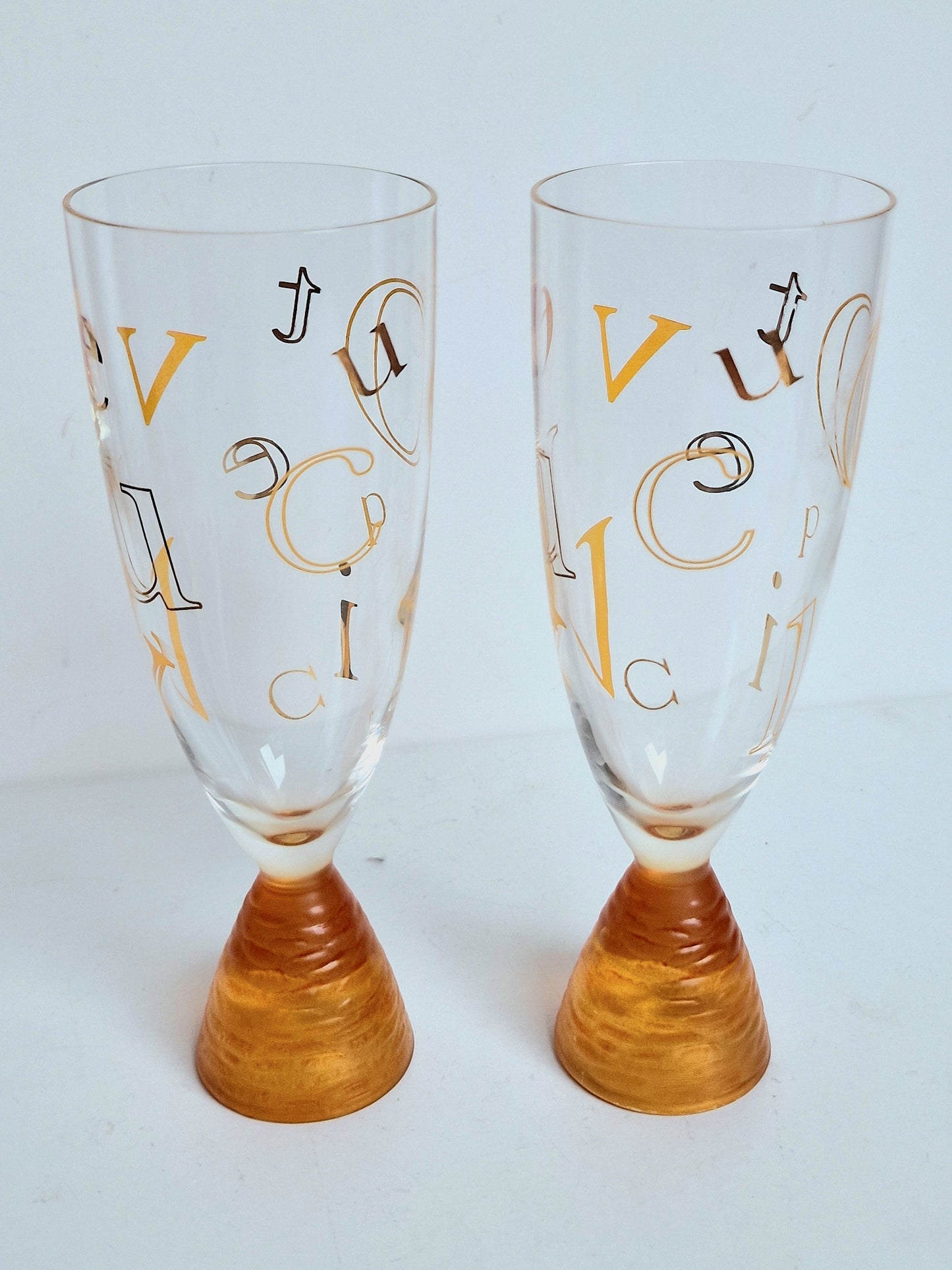 Veuve Clicquot Alphabet Champagne Flutes, Limited Edition, French Luxury Party