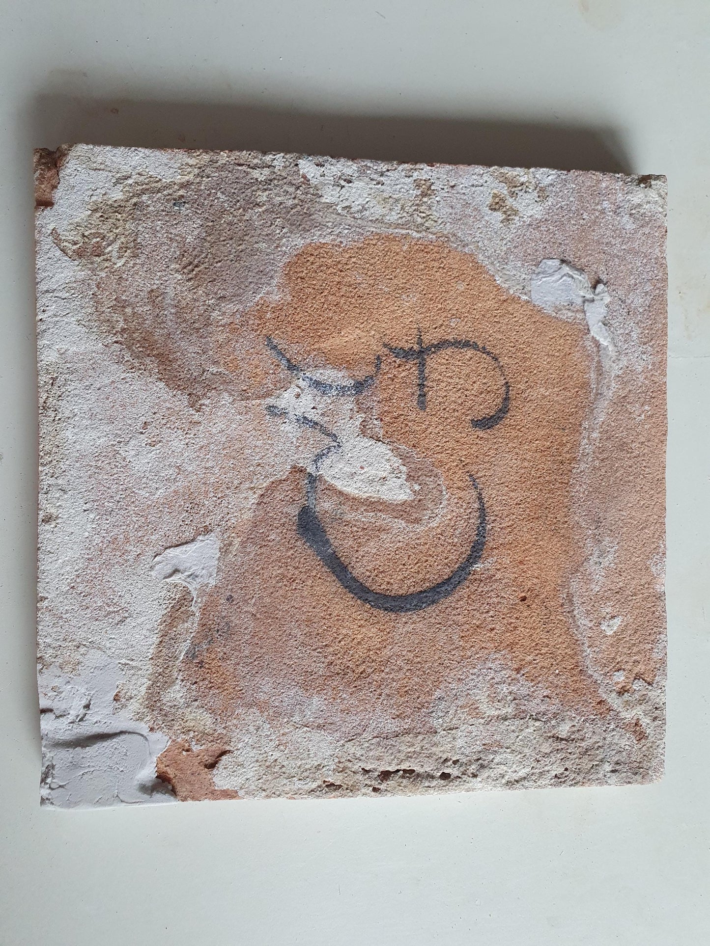Antique Delft Tile, 17th Century Dutch Dog, Lily Corner Motif