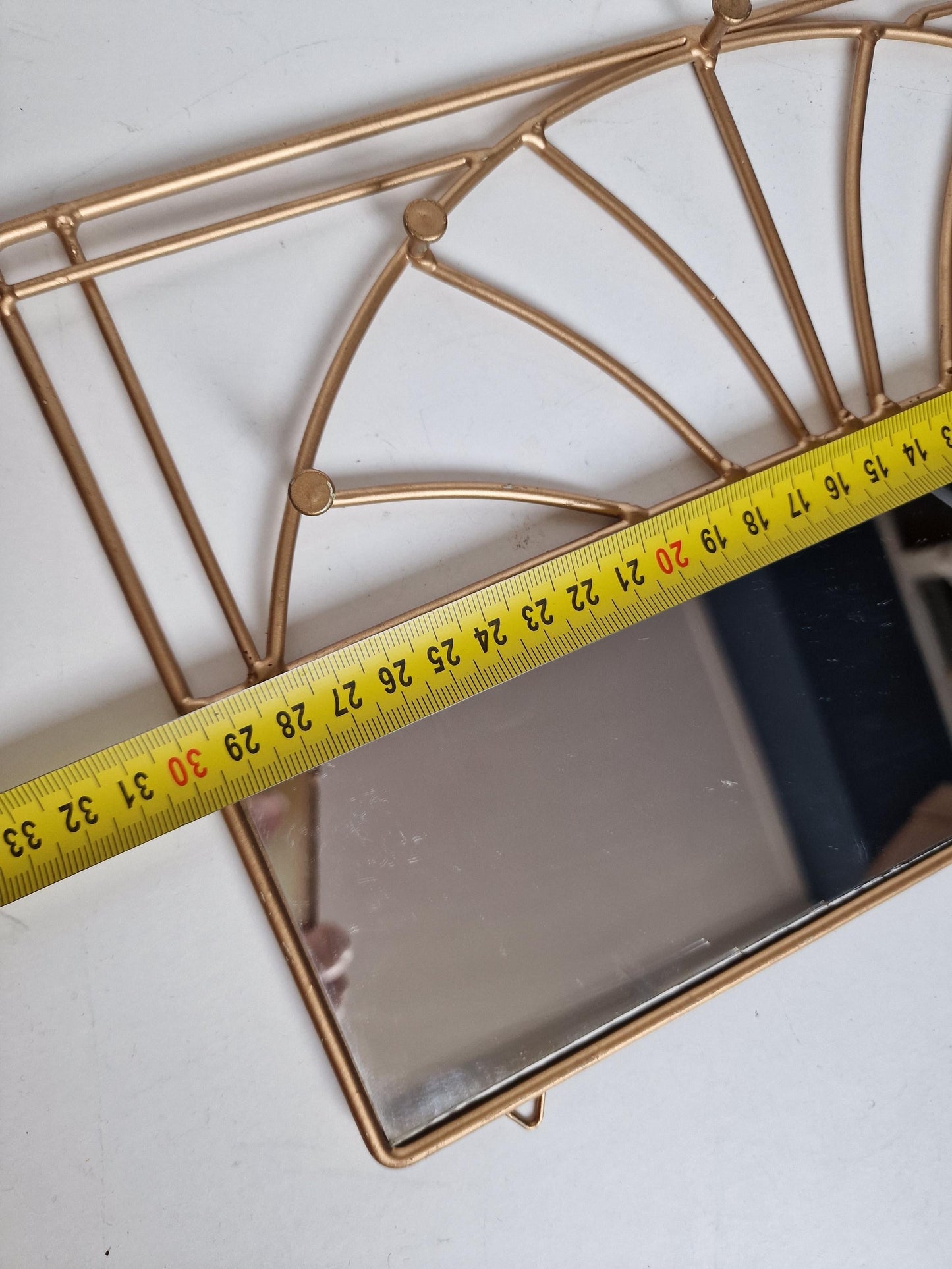 Brass Hollywood Regency Mirror with Hooks, Scarf & Necklace Organizer