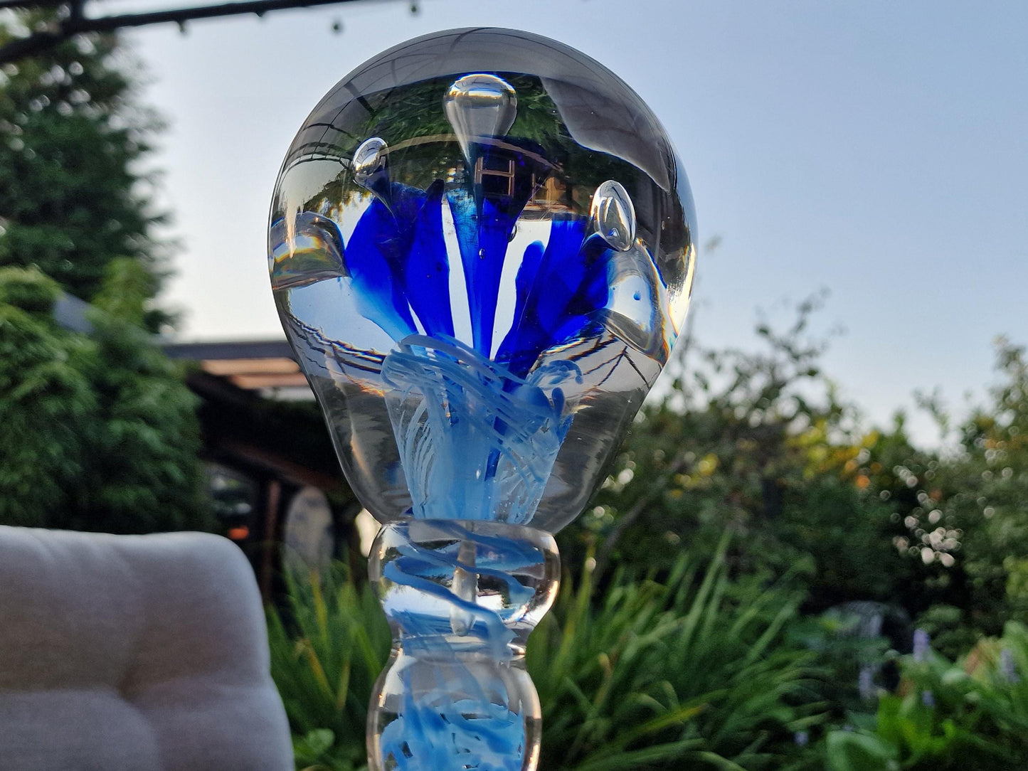 Pruikenbol leerdam antiek glas dikwandige zware object glass wig wigstand wigsphere
