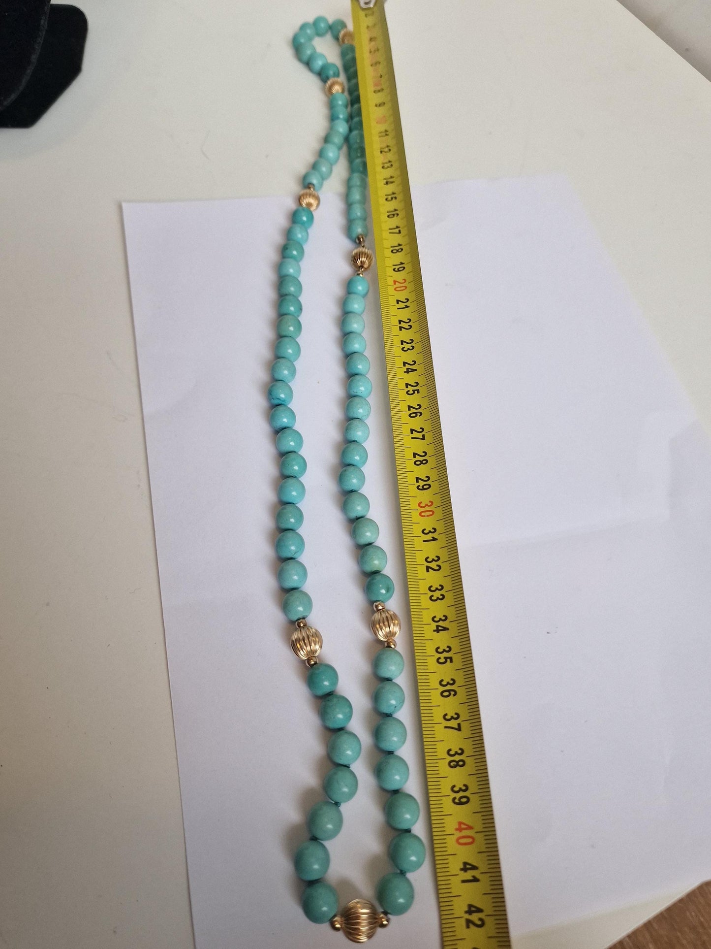 14K Gold Turquoise Bead Necklace