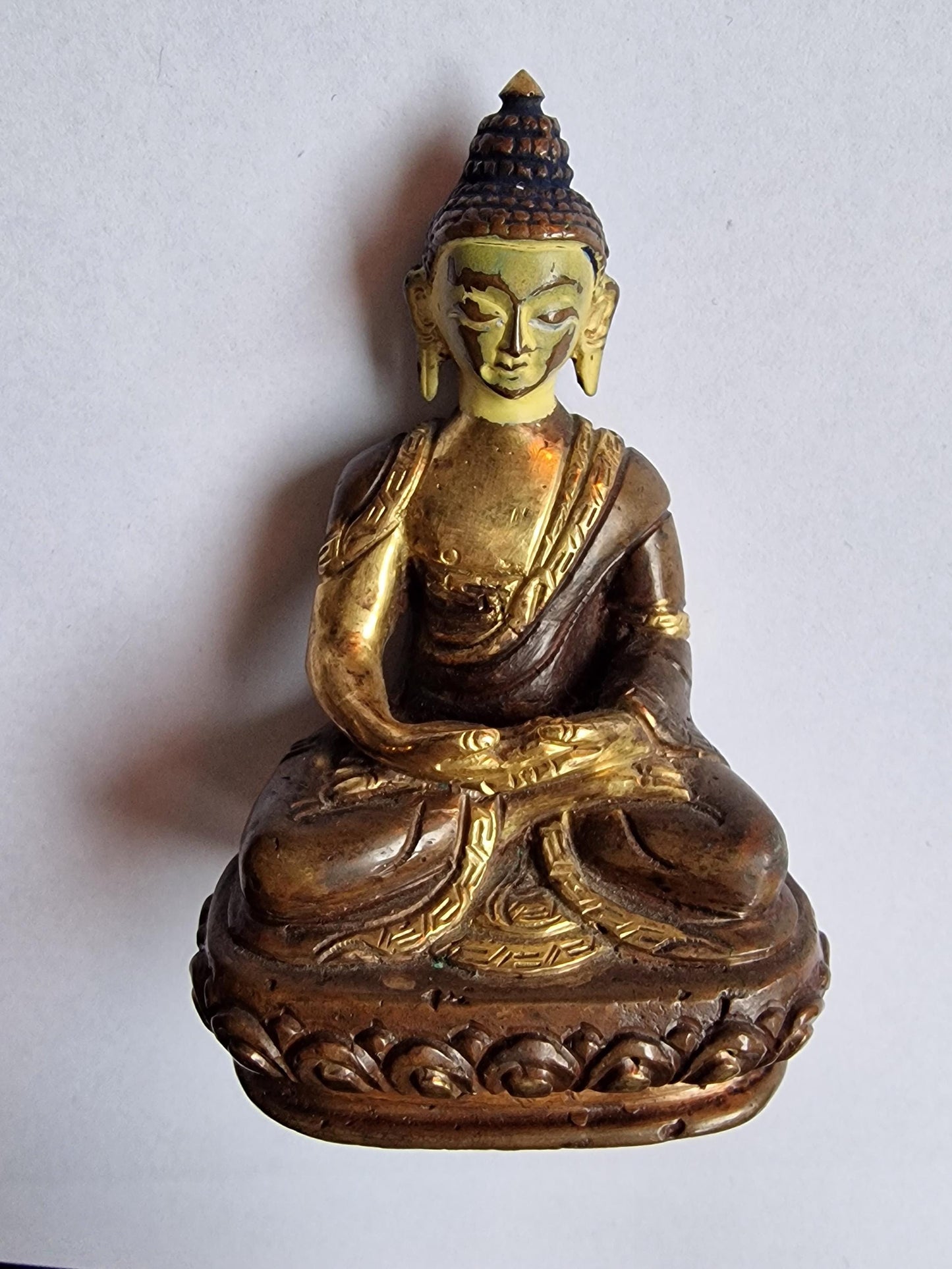 Antique Nepal Bronze Buddha Face, Gilt Gold
