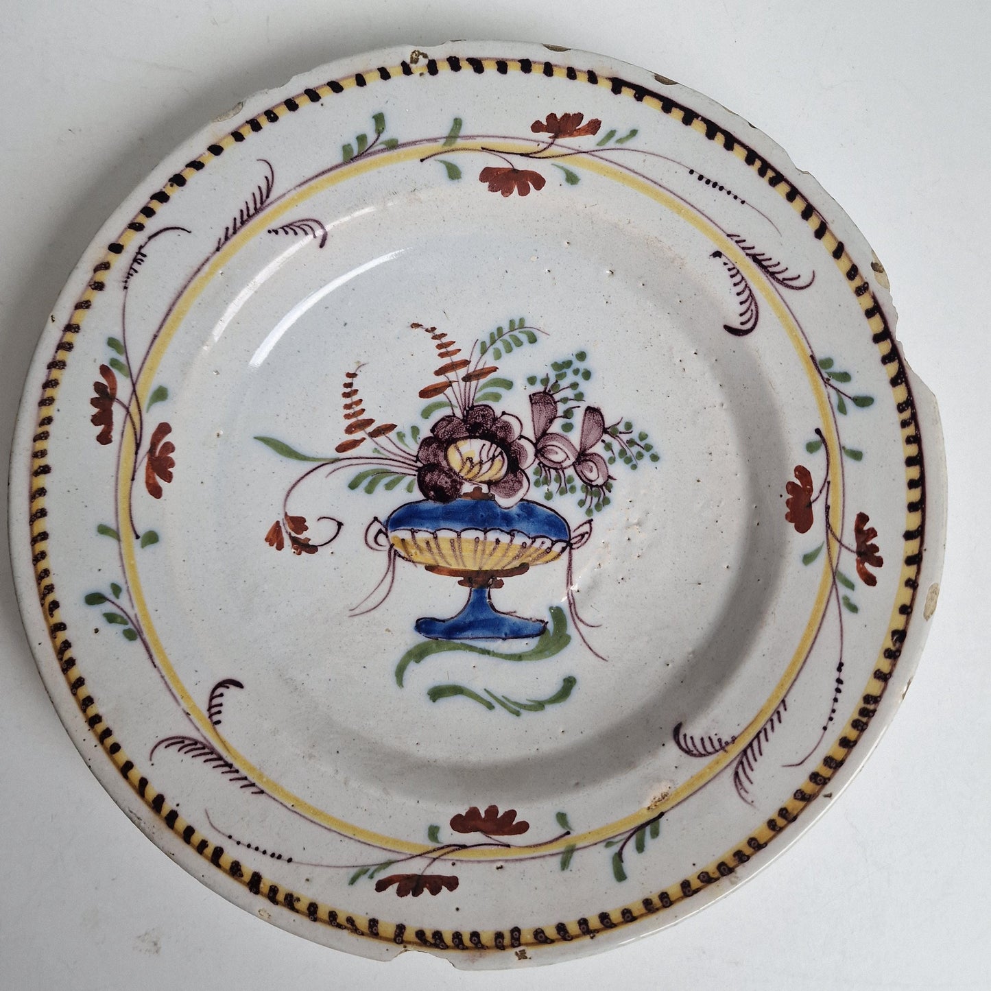 Antique Delft Pottery Plates, Handpainted Chinoiserie Decor, 18th Century (Set of 2)