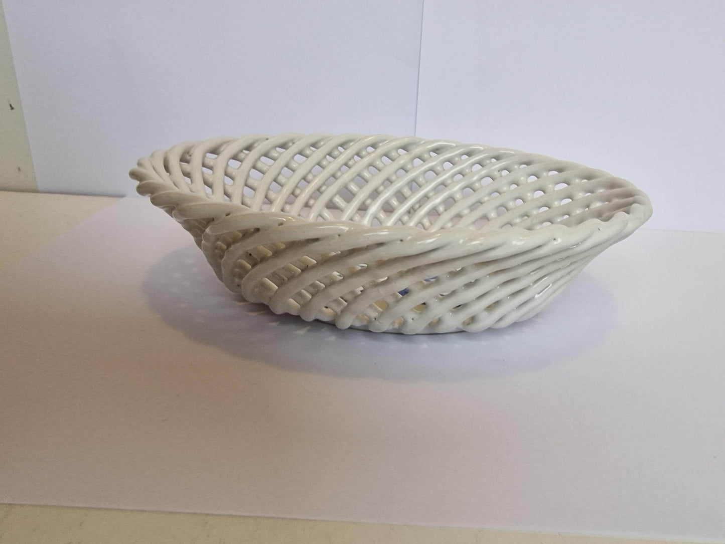 delft pottery open work basket, pottery anchor, marked, 18th antique, good condition, rare