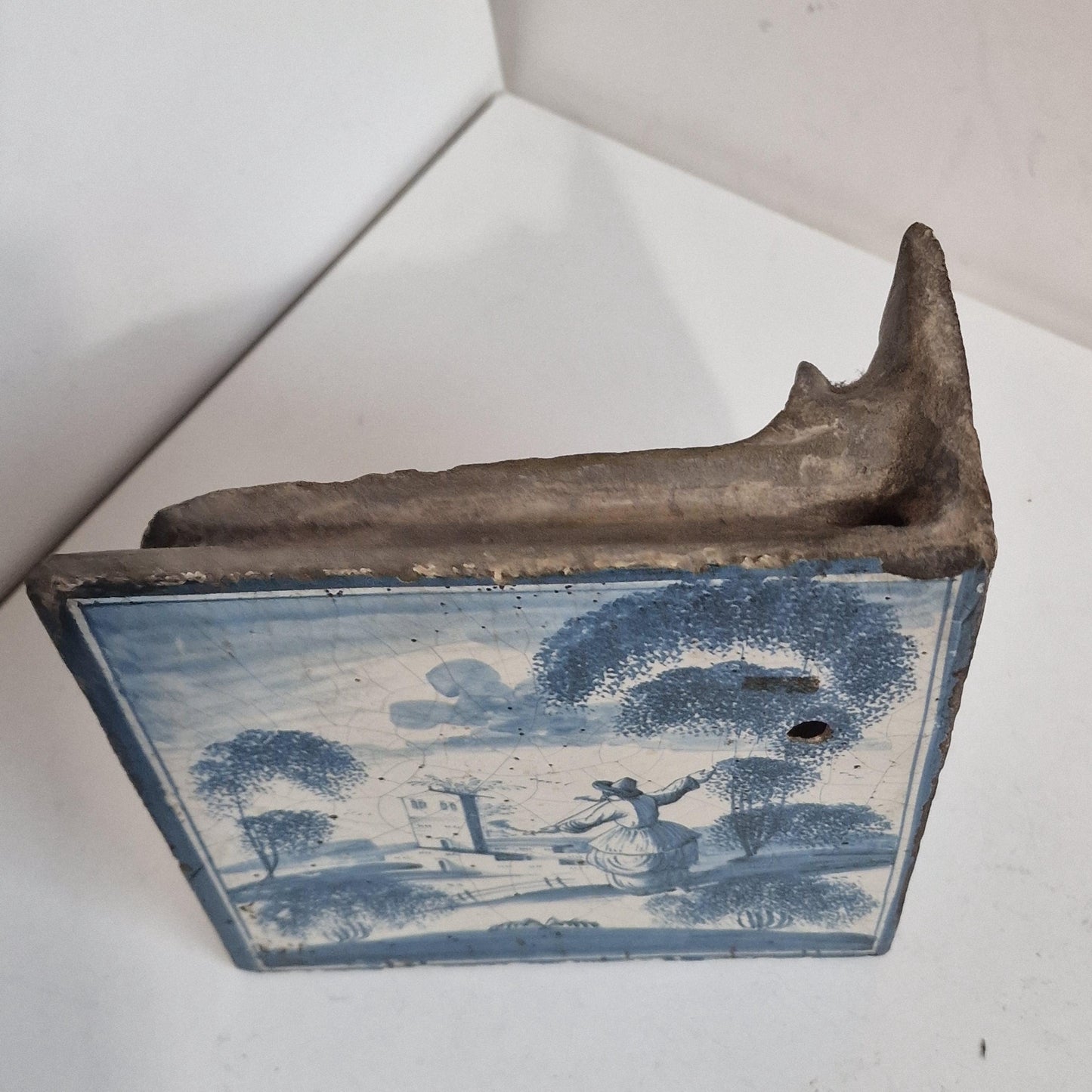 Antique Delft Blue Fireplace Tile, 1750s Ost Frysland, Northern Germany