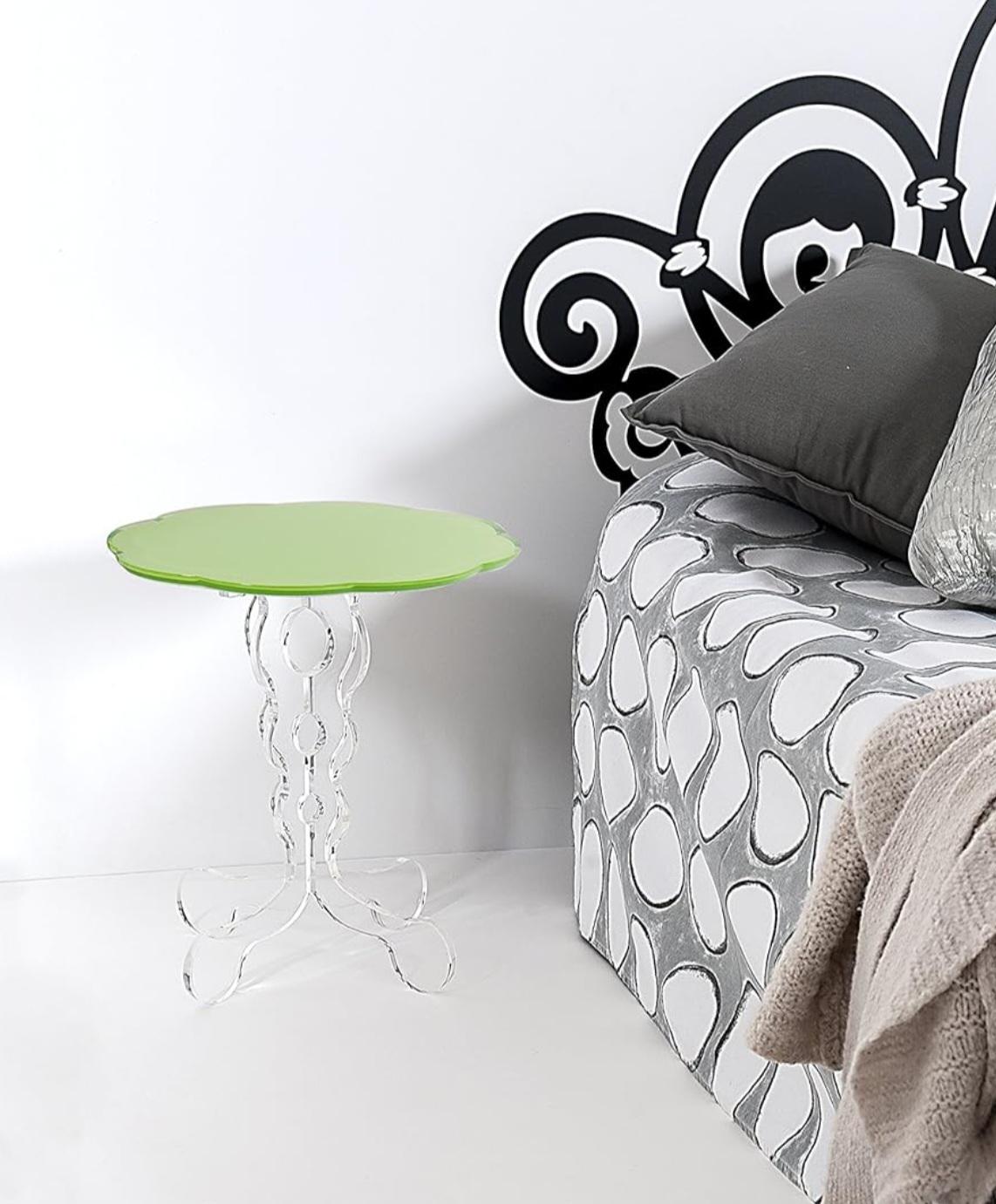 Vintage Italian Green Plexiglass Side Table, Modern Design