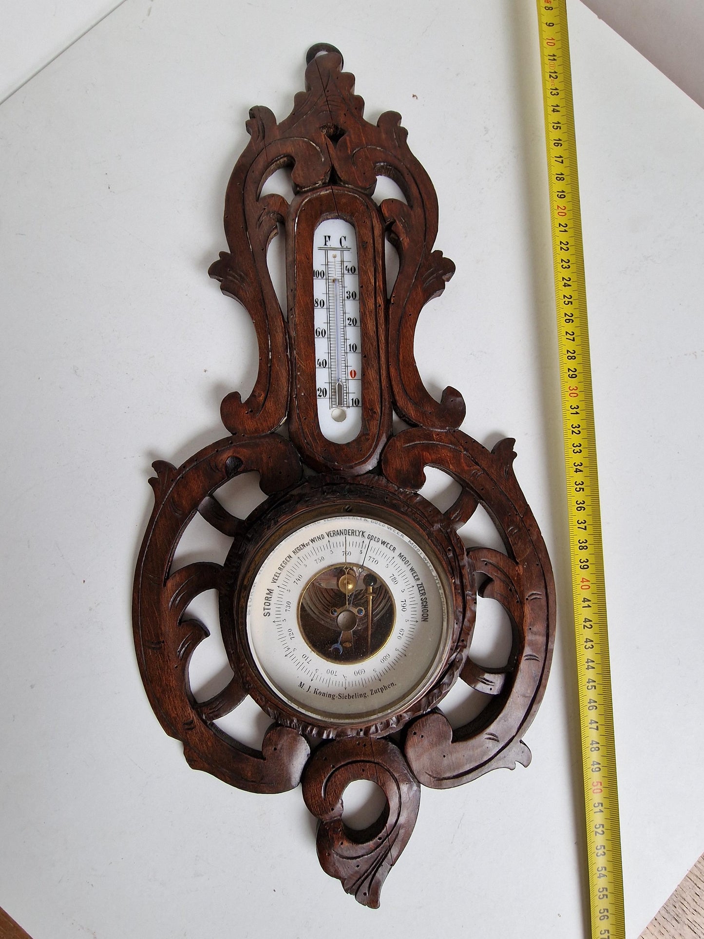 Art Nouveau Holosteric Barometer, Signed Antique Dutch Weather Station, koning-siebeling, zutphen, the netherlands