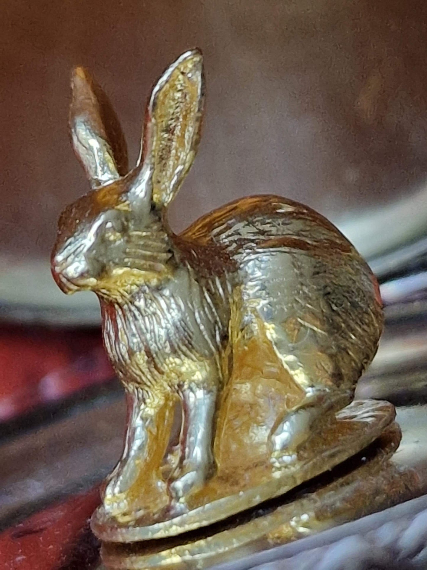 XL Fabergé Egg, Hare, Sterling Silver, 24K Gold, Limoges Porcelain