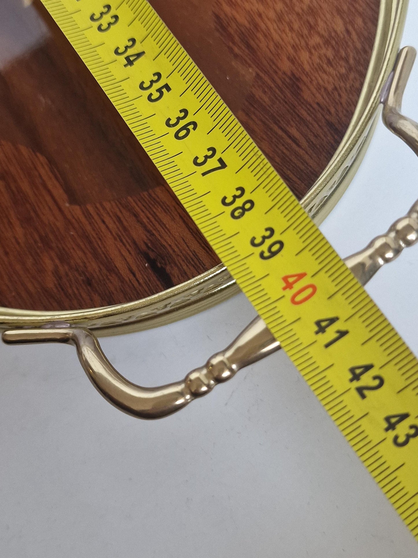Edwardian Sheraton Style Marquetry Wood Tray with Brass Handles