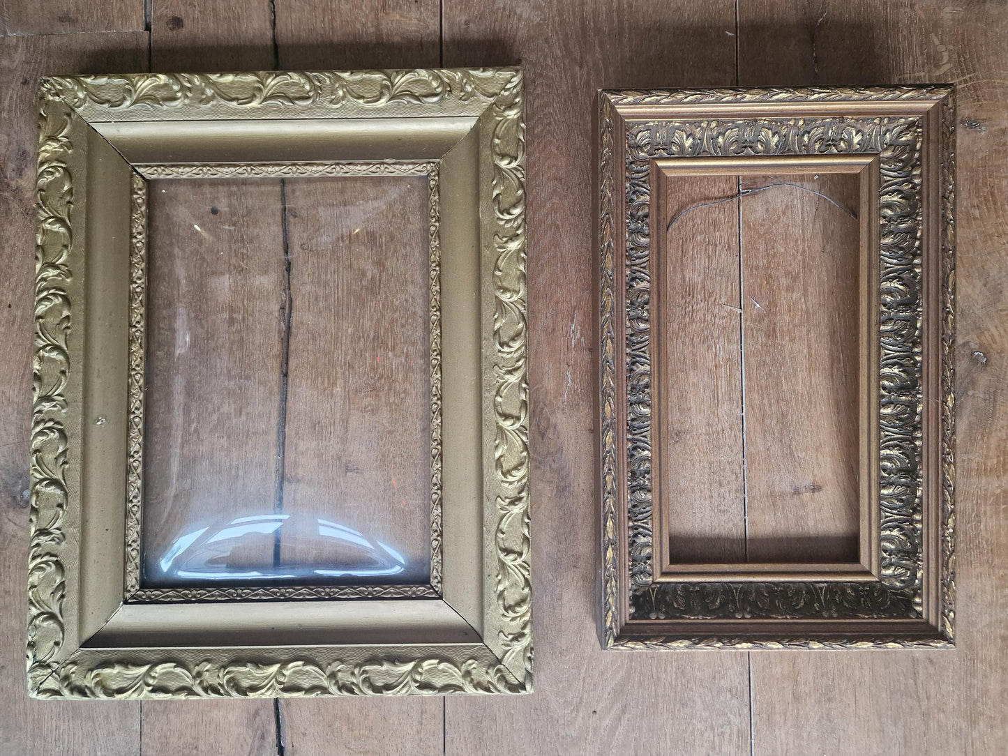 Pair of Antique Gilded Frames – 19th Century – Rectangular with Ornate Gesso Molding – French Style