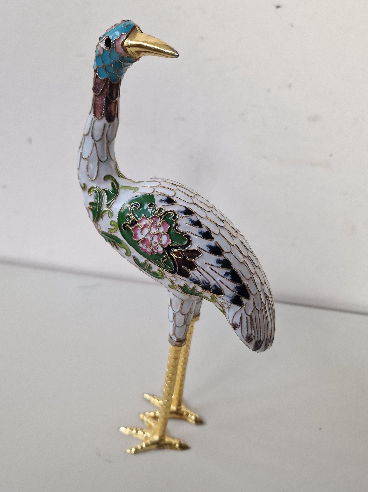 vintage cloisonne ibis crane enamel bird china / japan meiji