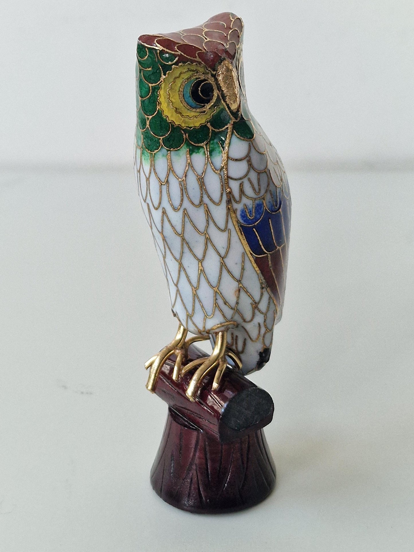 vintage cloisonne ibis owl crane enamel bird china / japan meiji