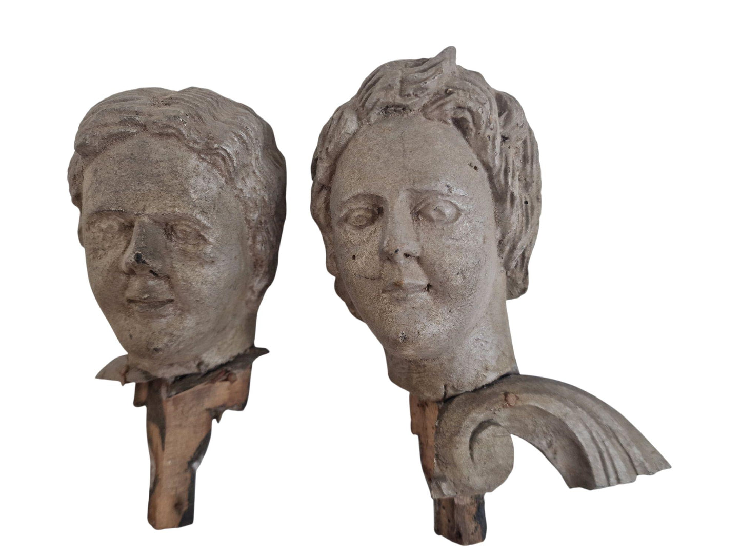 18th Century Hand-Carved Cherub Heads: German Baroque Angel Figures