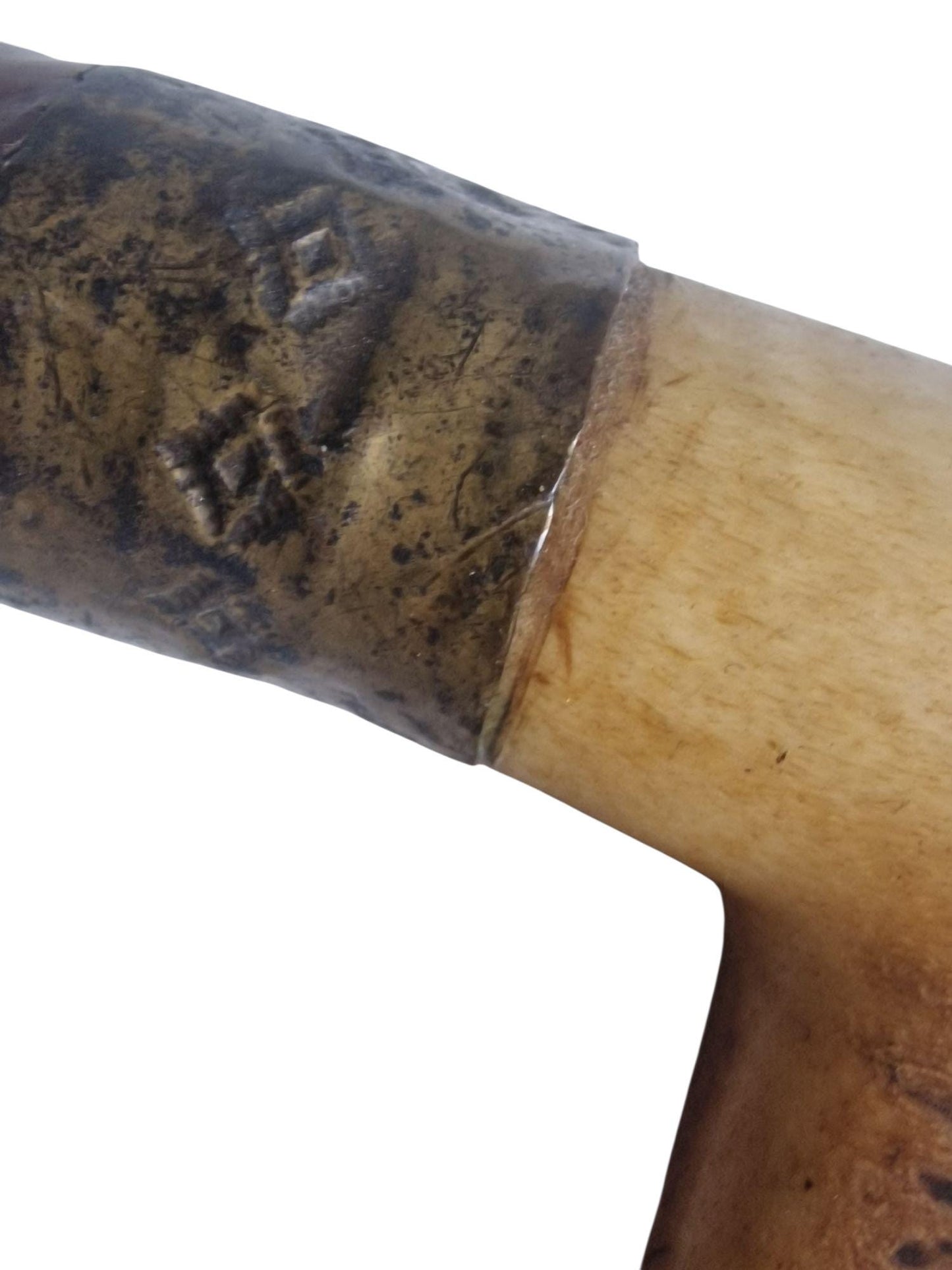 antique walking stick with deer bone , european collection, gentlemen's flannel stick
